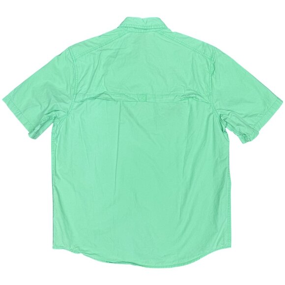 Men's L.L. BEAN Short‎ Sleeve Button Down Shirt #280918 Green | Size M - Picture 2 of 6